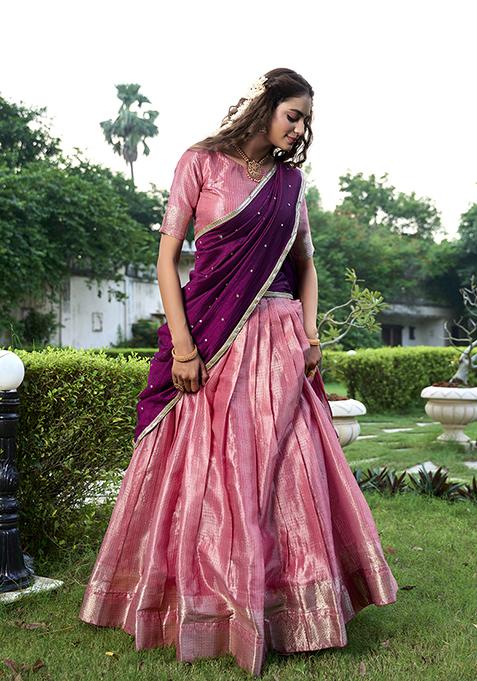 Salomon Zari Woven Kanchipuram Lehenga Set