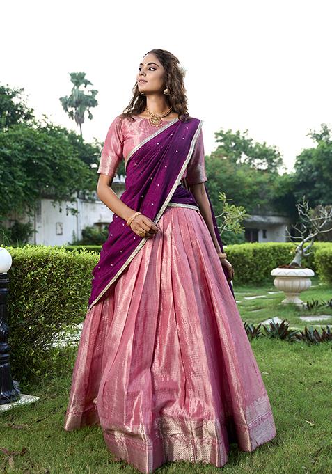 Salomon Zari Woven Kanchipuram Lehenga Set