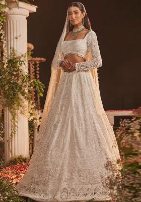 Multicolor embroidered Net Lehenga Set With Dupatta