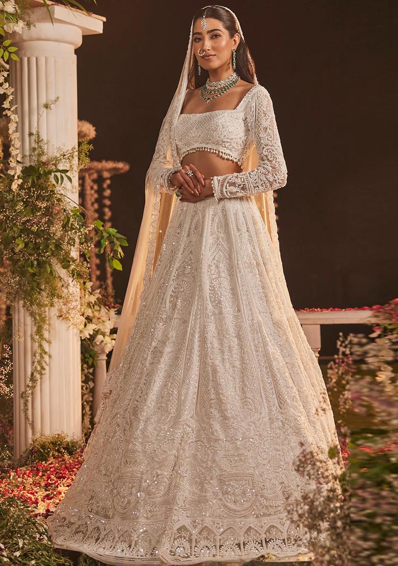 Multicolor embroidered Net Lehenga Set With Dupatta