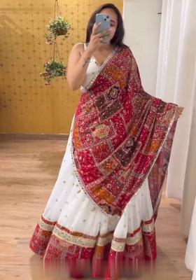 Multicolor embroidered Georgette Lehenga Set With Dupatta