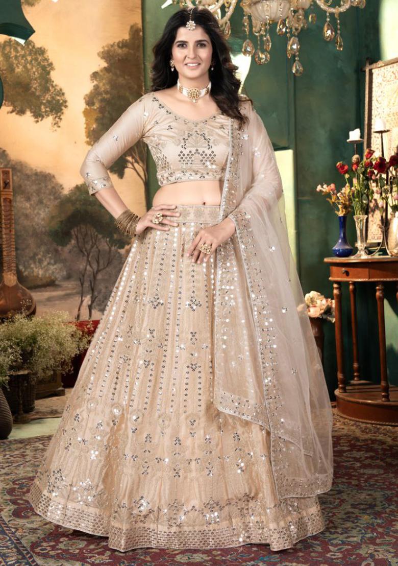 Multicolor embroidered Net Lehenga Set With Dupatta