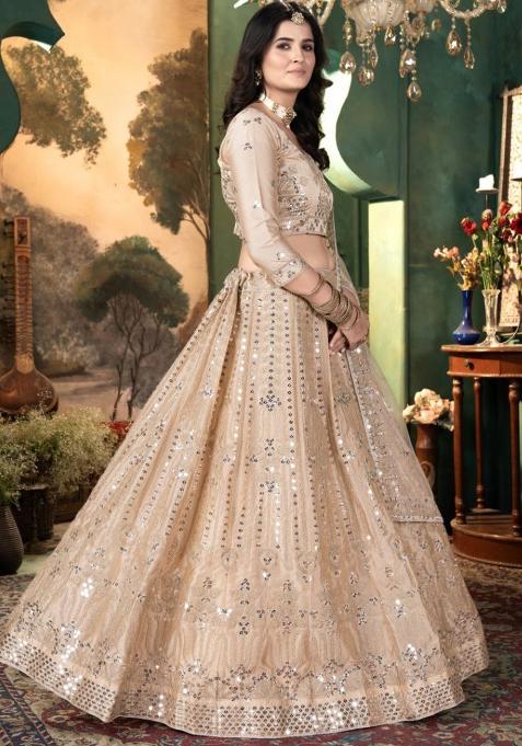 Multicolor embroidered Net Lehenga Set With Dupatta