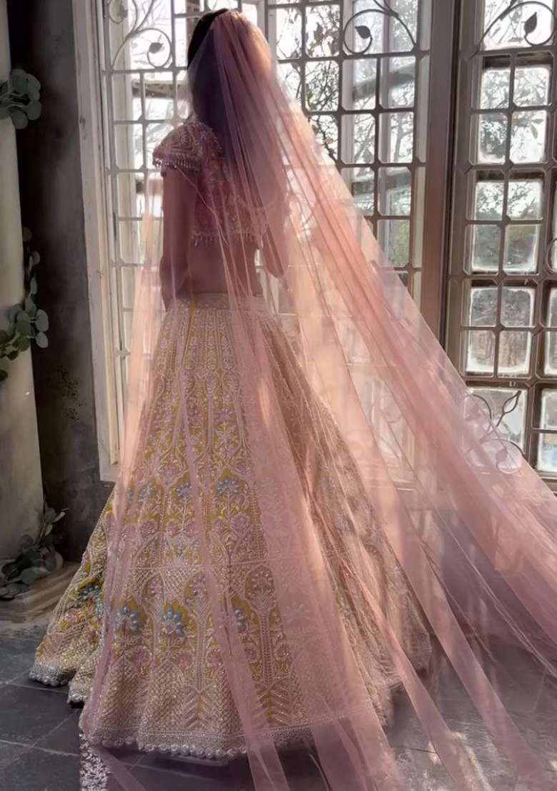 Multicolor embroidered Net Lehenga Set With Dupatta for Diwali and Festive Wear - Indya