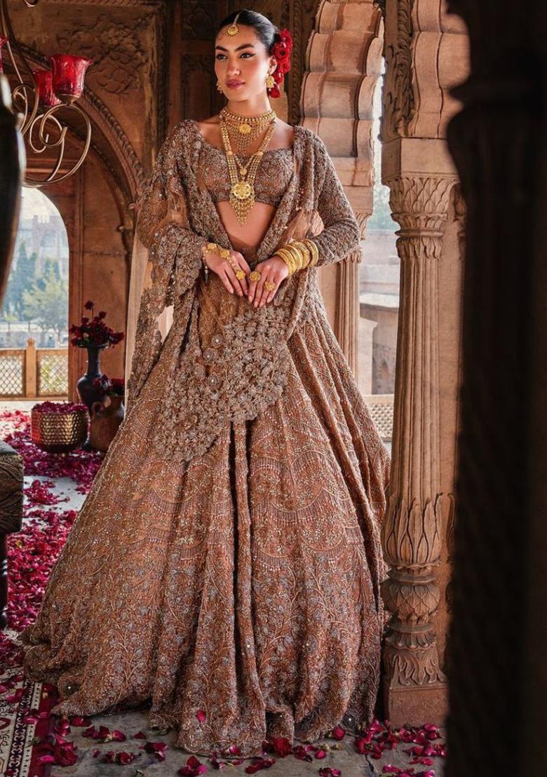 Multicolor embroidered Georgette Lehenga Set With Dupatta