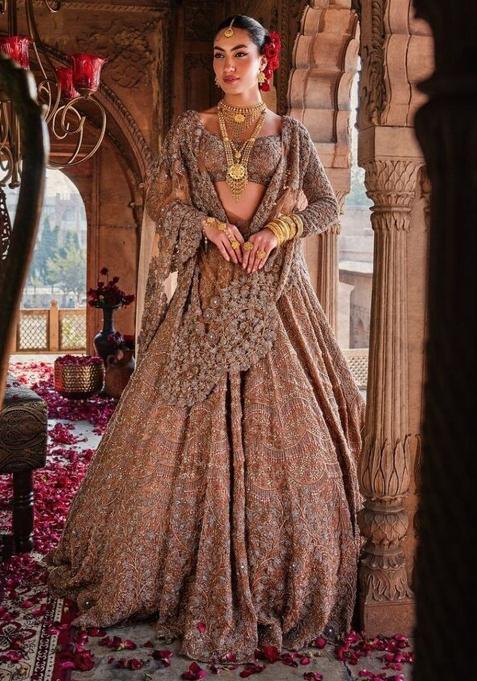 Multicolor embroidered Georgette Lehenga Set With Dupatta