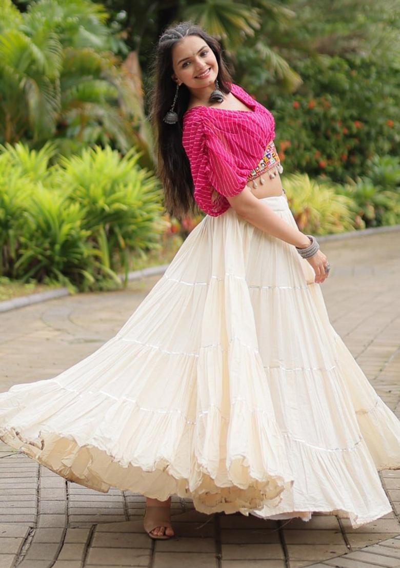 Pink embroidered Cotton Lehenga Set