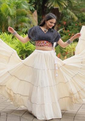 Black embroidered Cotton Lehenga Set