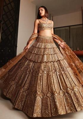 Yellow embroidered Viscose Lehenga Set With Dupatta