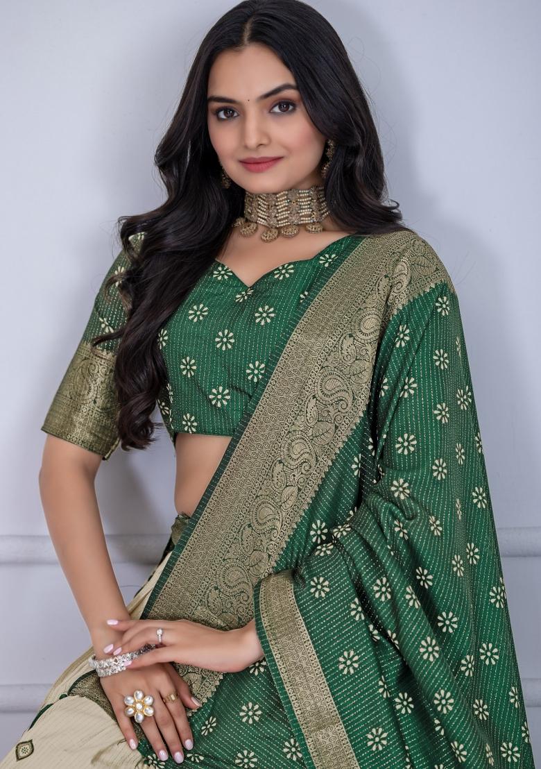 Green embroidered Poly Blend Lehenga Set With Dupatta