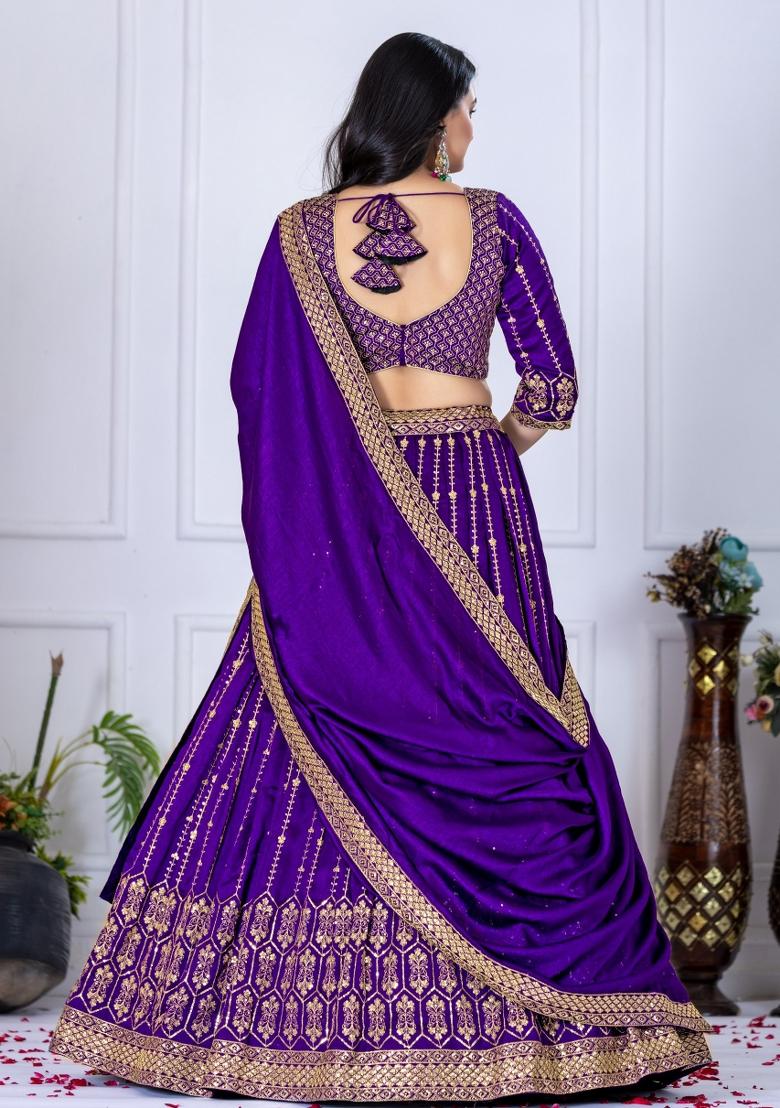 Royal Blue embroidered Viscose Lehenga Set With Dupatta