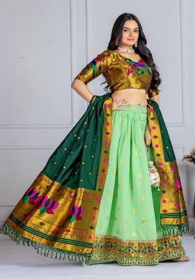 Green embroidered Viscose Lehenga Set With Dupatta
