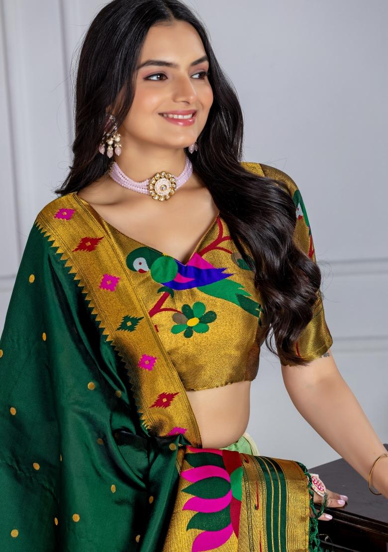 Green embroidered Viscose Lehenga Set With Dupatta