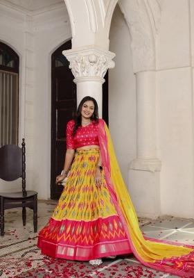 Pink embroidered Viscose Lehenga Set With Dupatta