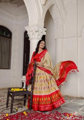 Red embroidered Viscose Lehenga Set With Dupatta