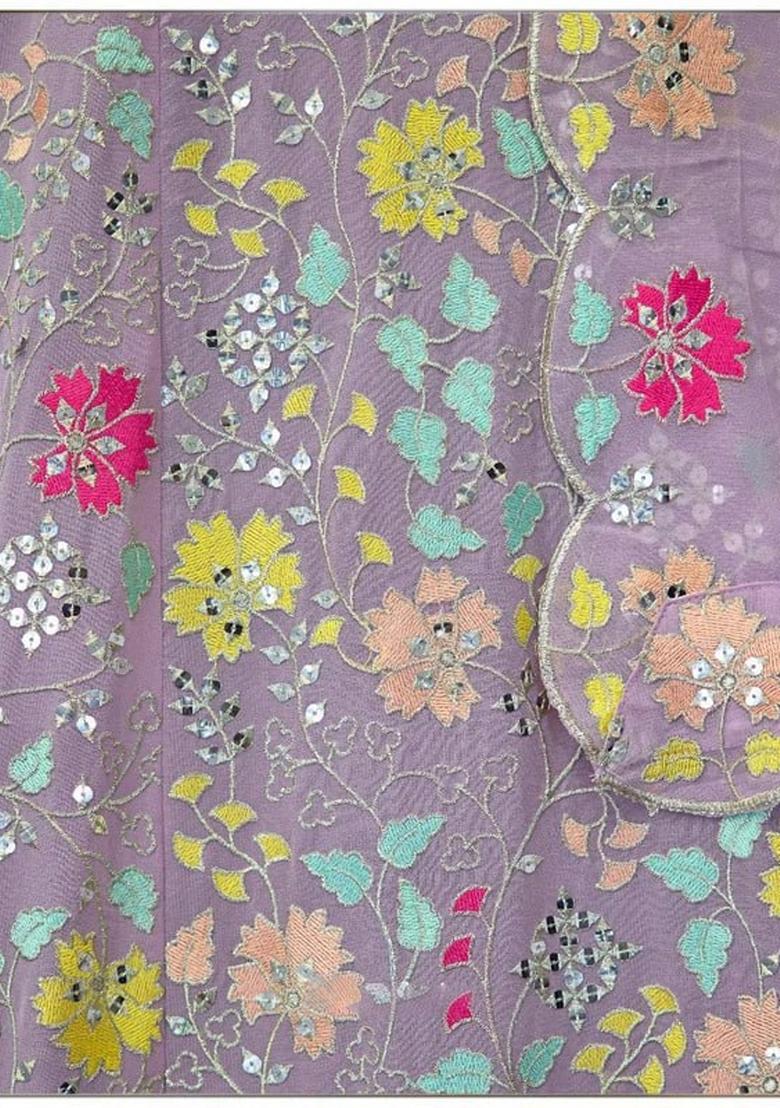 Light Pink embroidered Georgette Lehenga Set With Dupatta