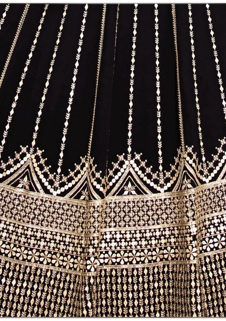 Black embroidered Georgette Lehenga Set With Dupatta