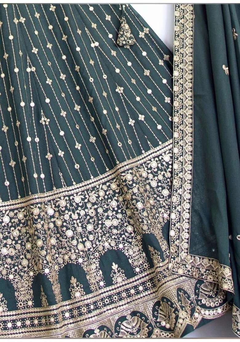Grey embroidered Georgette Lehenga Set With Dupatta - Indya