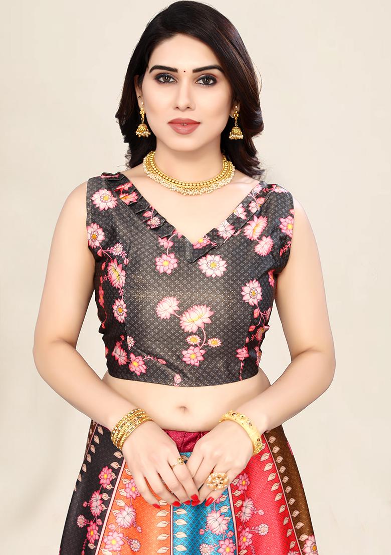 Brown Embroidered Silk Lehenga Set With Dupatta