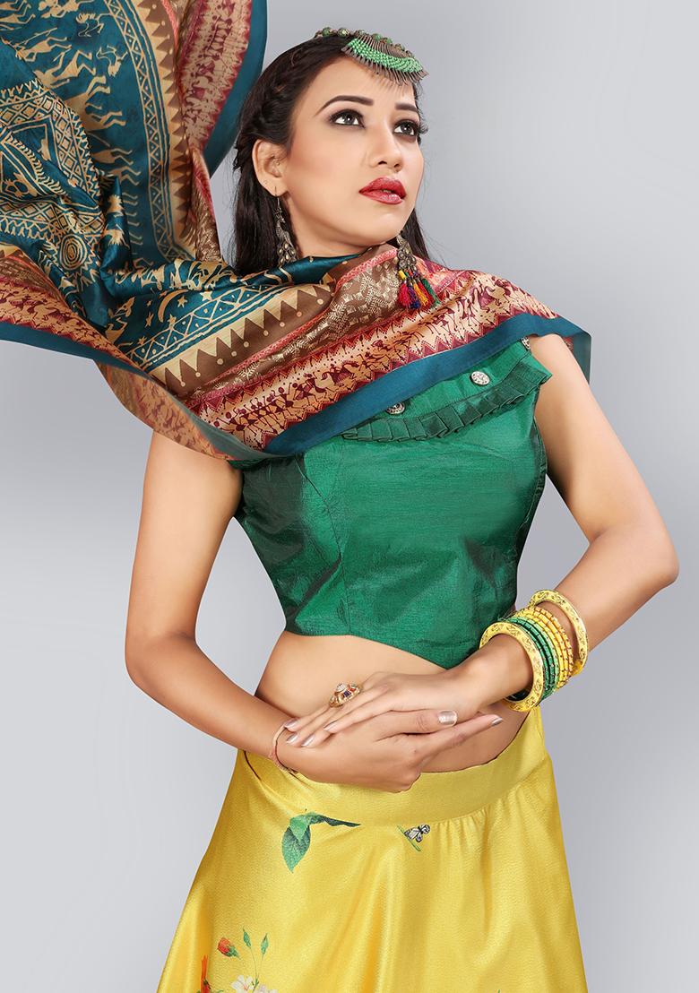 Yellow Embroidered Silk Lehenga Set With Dupatta