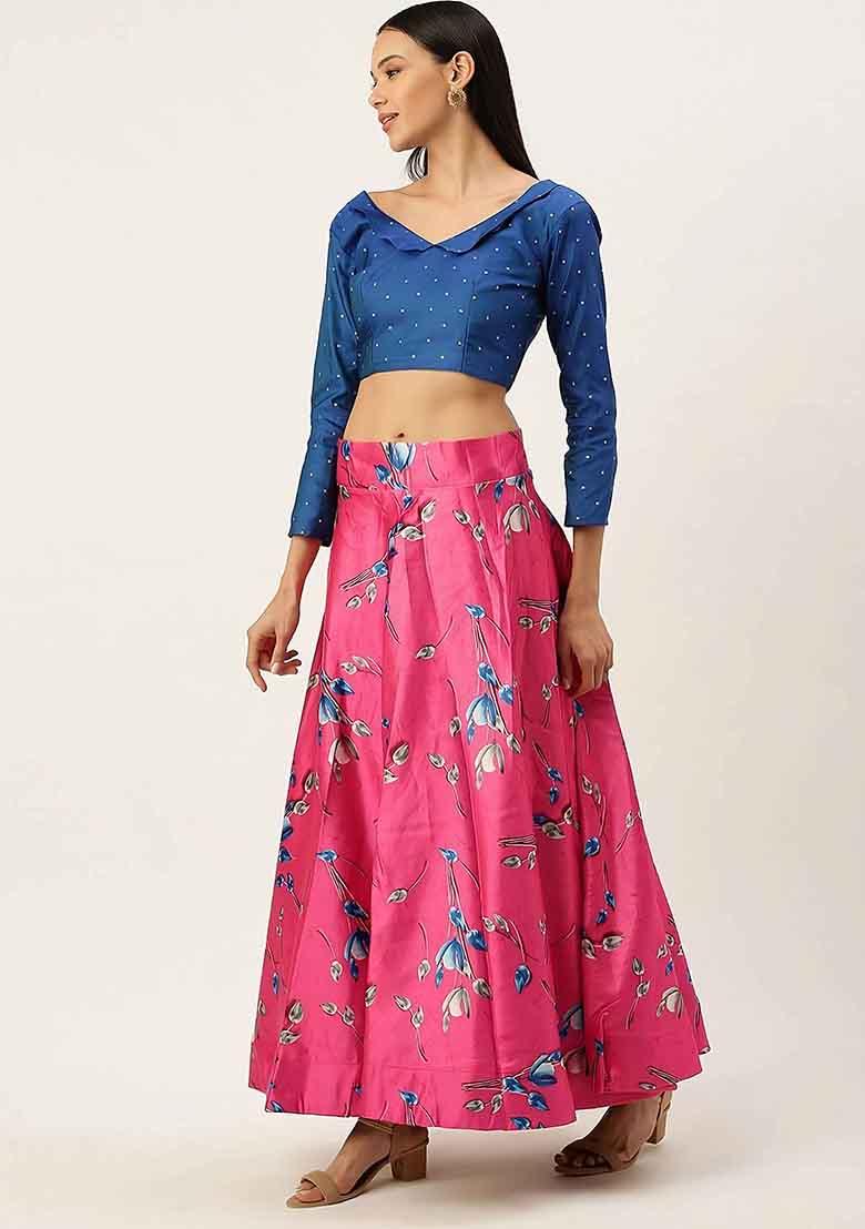 Pink Embroidered Silk Lehenga Set With Dupatta