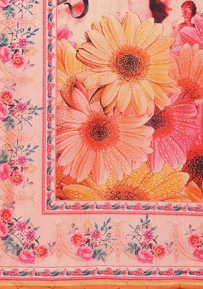 Pink Embroidered Silk Lehenga Set With Dupatta