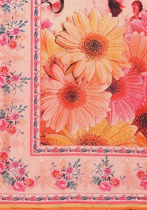 Pink Embroidered Silk Lehenga Set With Dupatta