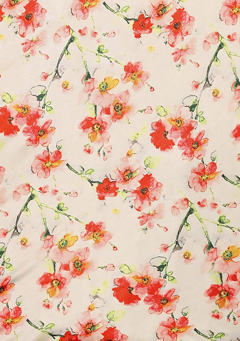 Cream Embroidered Silk Lehenga Set With Dupatta