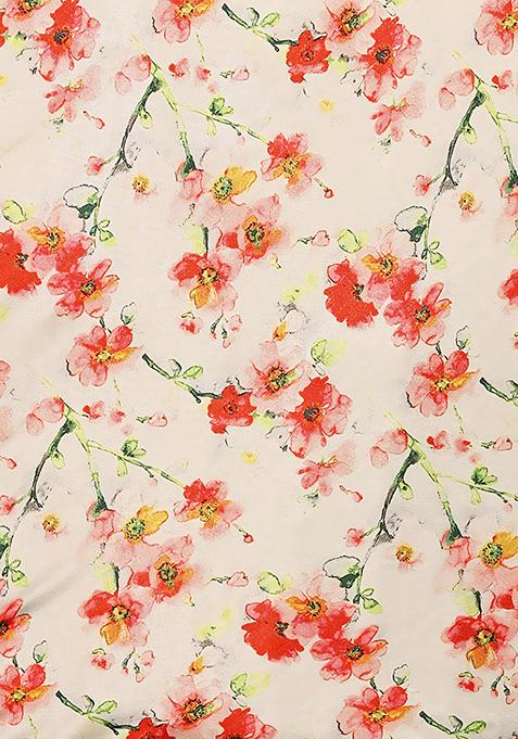 Cream Embroidered Silk Lehenga Set With Dupatta