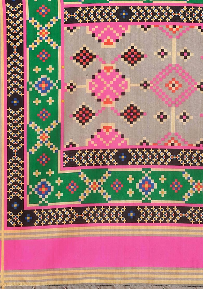 Grey Embroidered Silk Lehenga Set With Dupatta