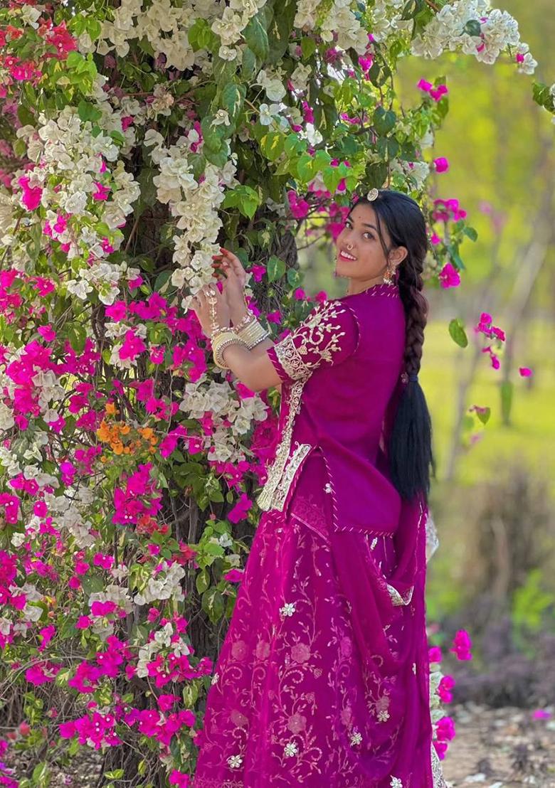 Pin Embroidered Georgette Lehenga Set With Dupatta