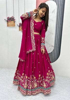 Pin Embroidered Chinon Lehenga Set With Dupatta