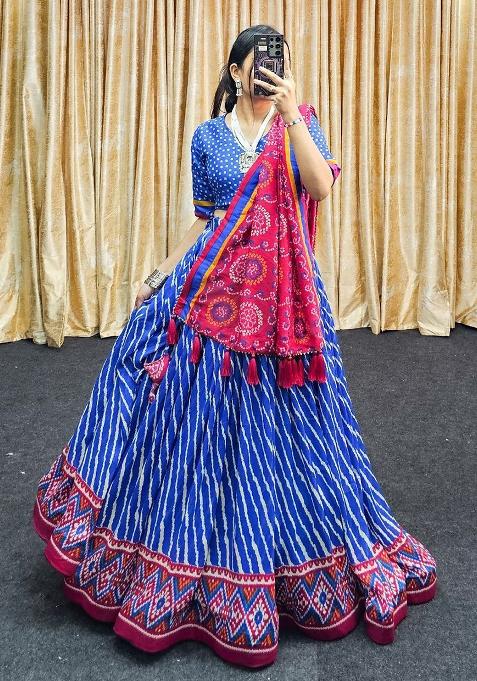 Multi Embroidered Silk Lehenga Set With Dupatta