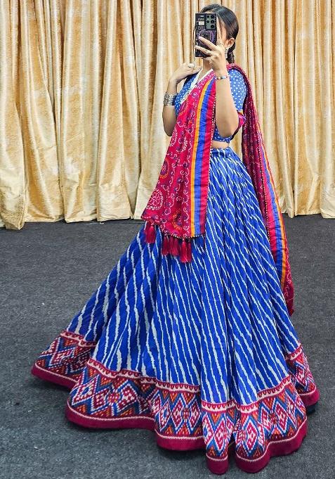Multi Embroidered Silk Lehenga Set With Dupatta