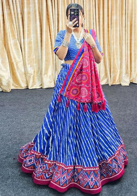 Multi Embroidered Silk Lehenga Set With Dupatta