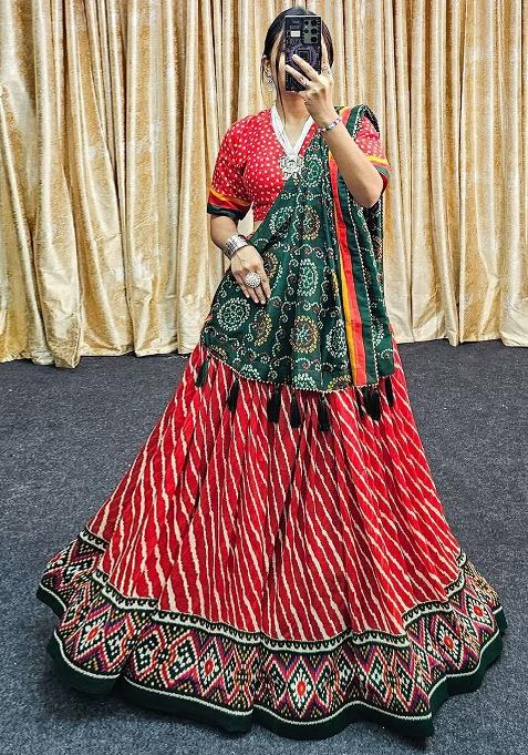 Multi Embroidered Silk Lehenga Set With Dupatta