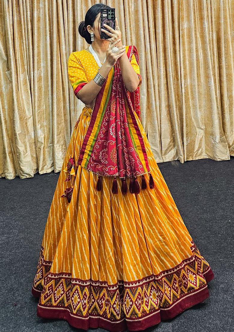 Multi Embroidered Silk Lehenga Set With Dupatta