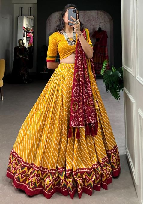 Multi Embroidered Silk Lehenga Set With Dupatta