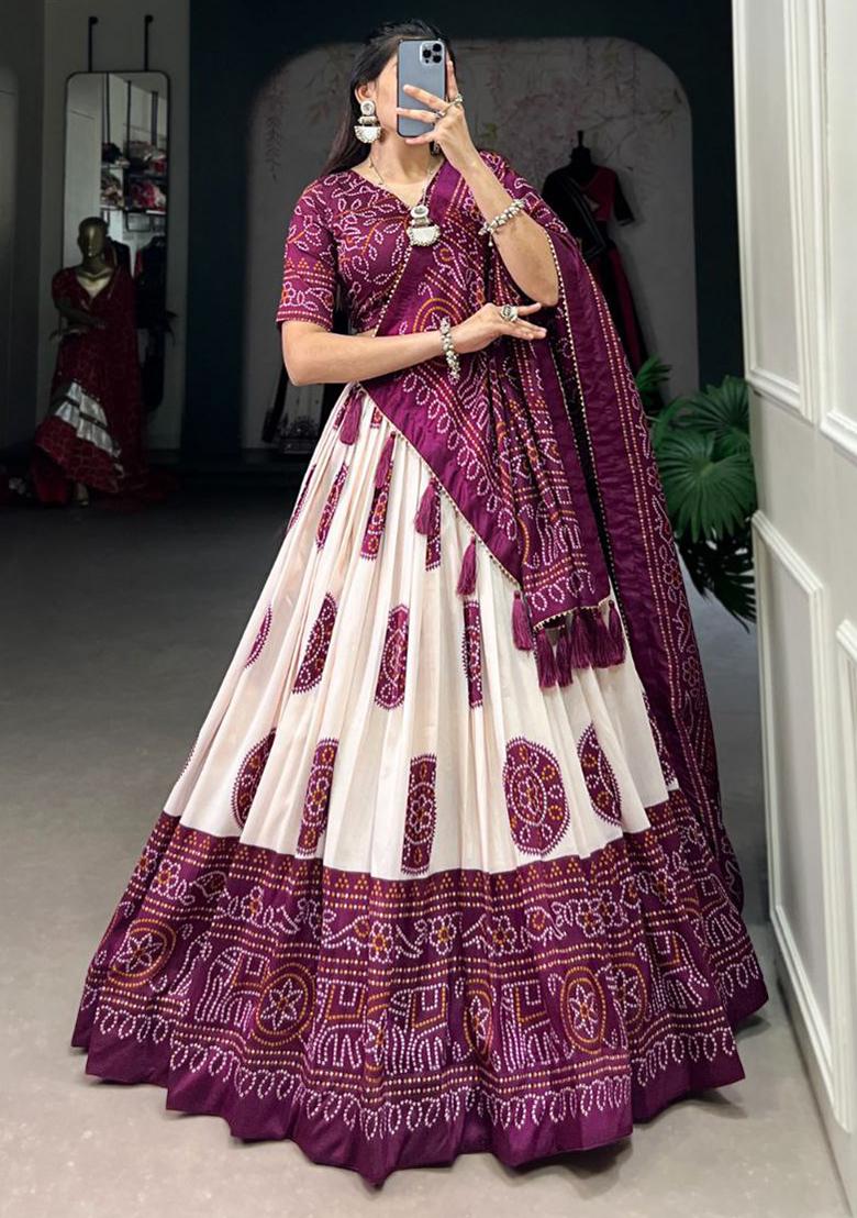 Multi Embroidered Silk Lehenga Set With Dupatta