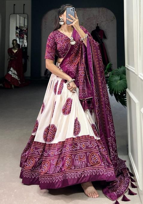 Multi Embroidered Silk Lehenga Set With Dupatta