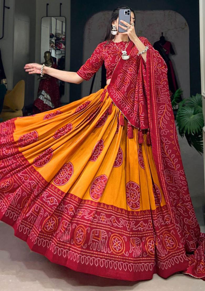 Multi Embroidered Silk Lehenga Set With Dupatta