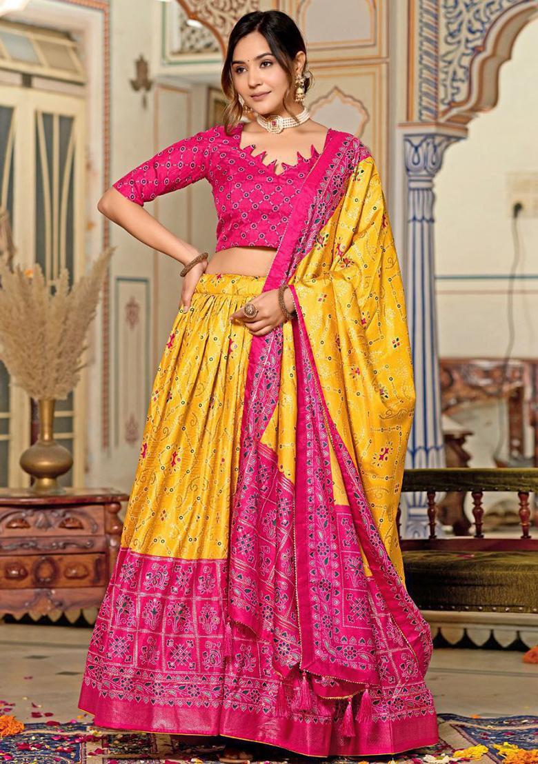 Multi Embroidered Silk Lehenga Set With Dupatta