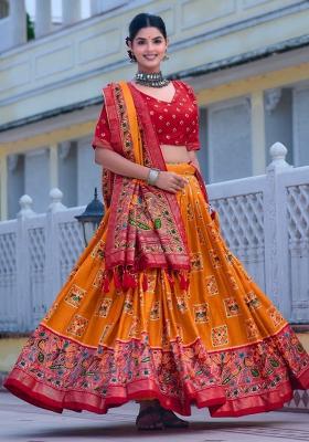 Multi Embroidered Silk Lehenga Set With Dupatta