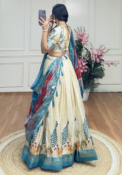 Multi Embroidered Silk Lehenga Set With Dupatta