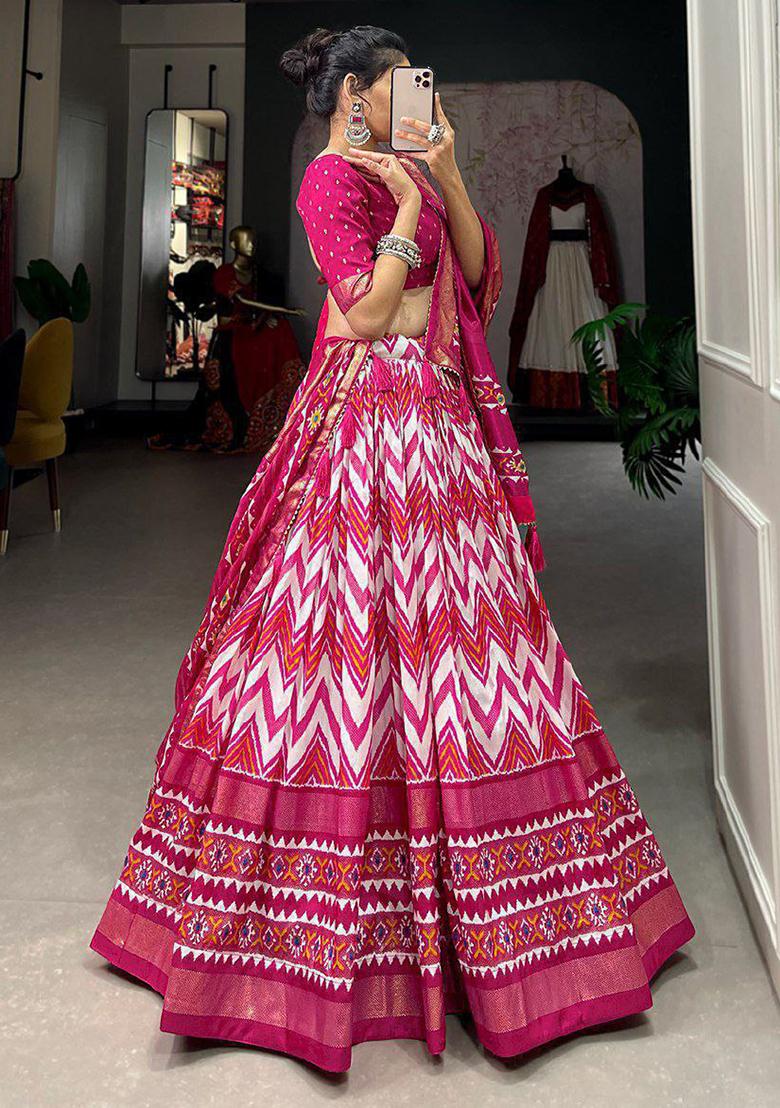 Multi Embroidered Silk Lehenga Set With Dupatta