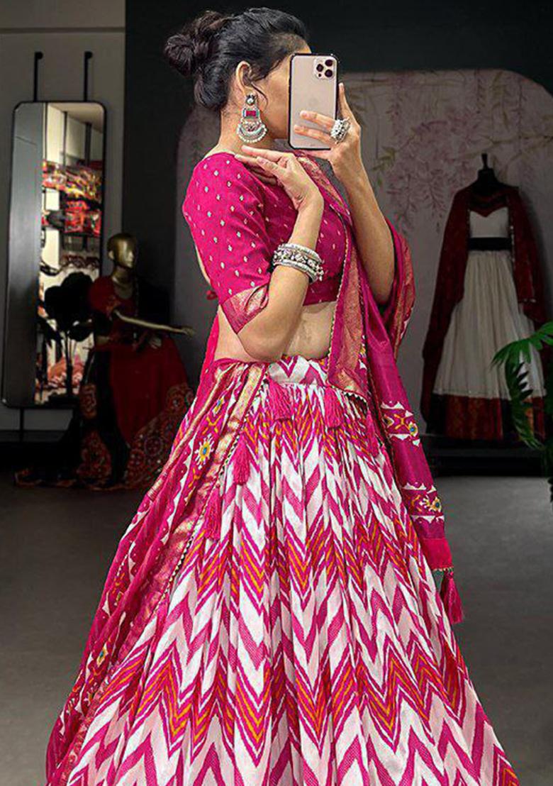 Multi Embroidered Silk Lehenga Set With Dupatta