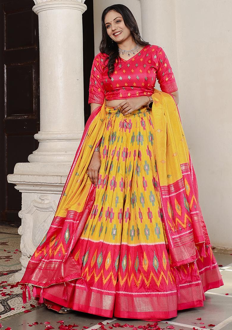 Multi Embroidered Silk Lehenga Set With Dupatta