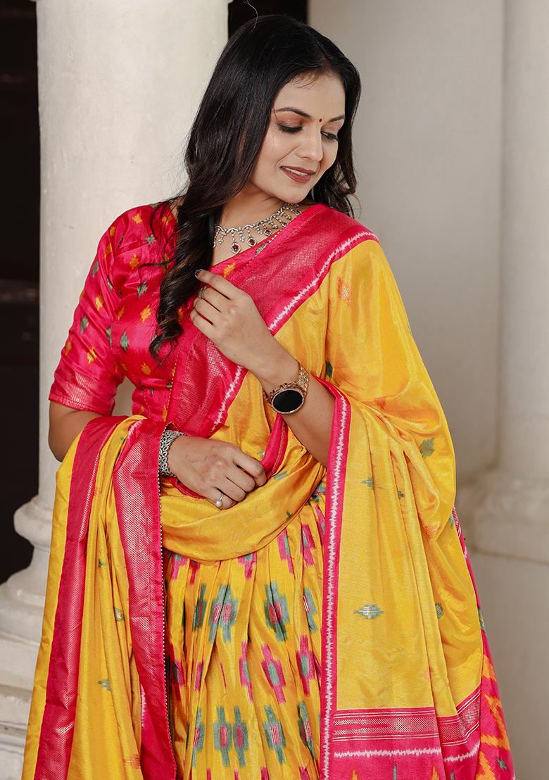 Multi Embroidered Silk Lehenga Set With Dupatta