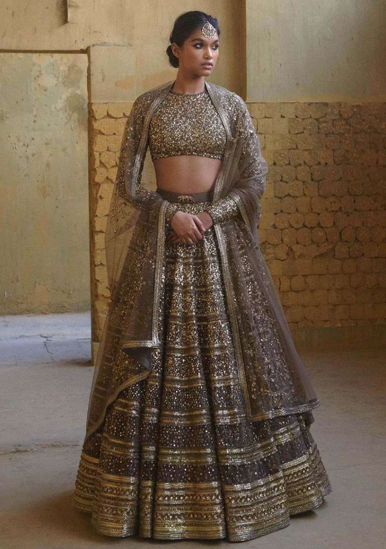 Multi Embroidered Silk Blend Lehenga Set With Dupatta for Diwali and Festive Wear - Indya