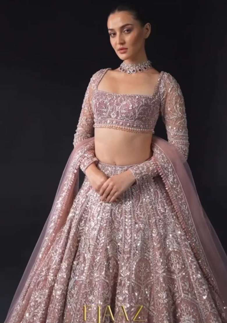 Multi Embroidered Silk Lehenga Set With Dupatta - Indya